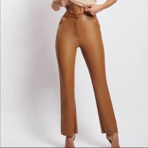 Meshki tan faux leather pants